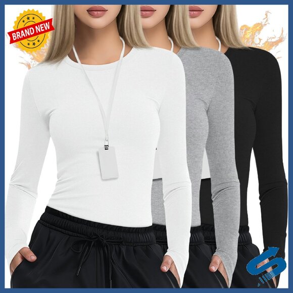 Tops - 3 Pack Long Sleeve Thermal Underscrub Shirts Slim Fit Fleece Nurse Tee